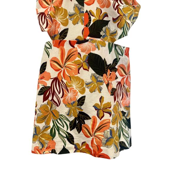 ZARA Tropical Floral Ruffle Sleeveless Cut Out Skort Playsuit Romper Dress M - Picture 4 of 8